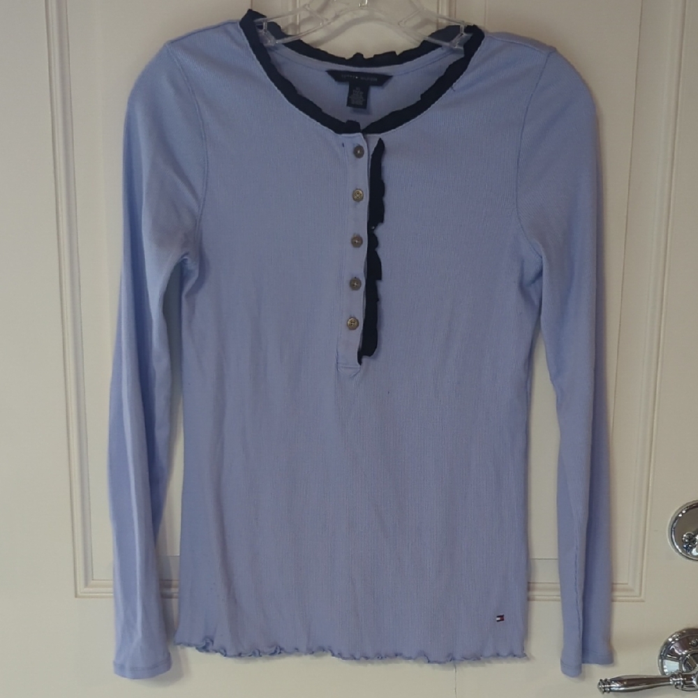 Women's Blue Long Sleeve Top